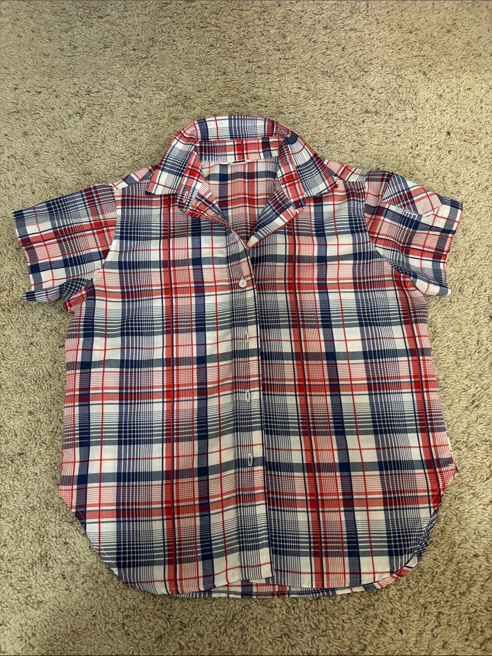 Vintage RARE Levi's Red, White & Blue Plaid Short-Sleeve Button-Down Women